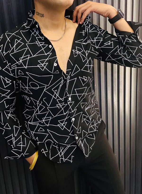 Geoabstract Print Black Shirt